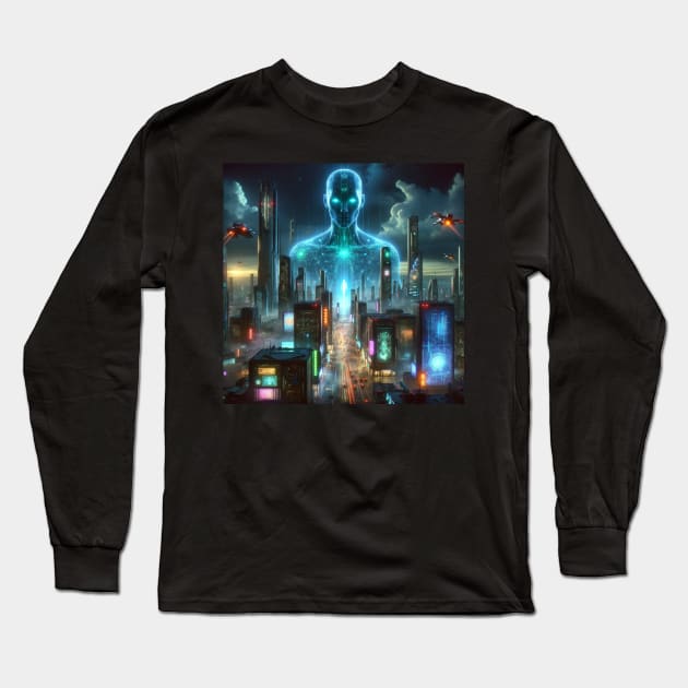 Neural Nexus: The Synapse City Long Sleeve T-Shirt by heartyARTworks